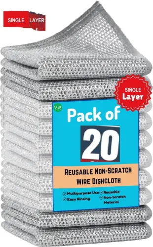 Image of Kapture 20 Non Scratch Dish Wash Cloth for Kitchen Washing Cleaning Cloths Scrubber Pad Stainless Steel Scrub  (Medium, 