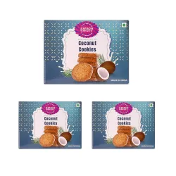 Karachi Bakery Coconut Flavour Cookies 400g | Delicious Snack | Tea Time Snack | Vegetarian (Pack of 3)