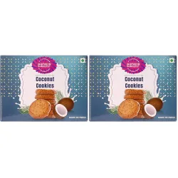 Karachi Bakery Coconut Flavour Cookies 400g | Delicious Snack | Tea Time Snack | Vegetarian (Pack of 2)