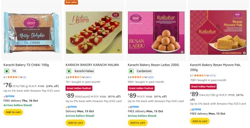 Image of Karachi Bakery Sweets starting at ₹76