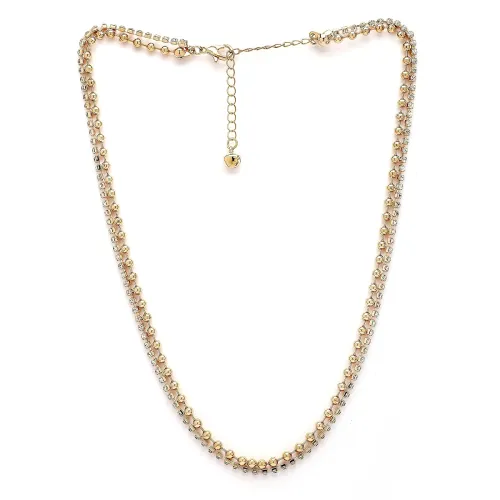 Image of Karatcart Bohey Elegant Gold Ball and Sparkling Crystal Chain Necklace