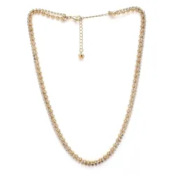 Karatcart Bohey Elegant Gold Ball and Sparkling Crystal Chain Necklace