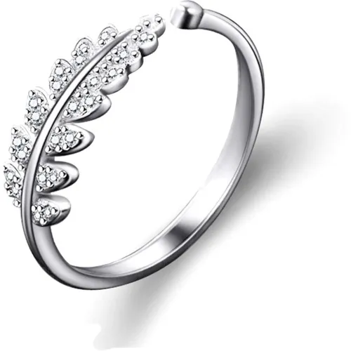 Image of Karatcart Platinum Plated Elegant Austrian Crystal Adjustable Leaf Ring for Women and Girls