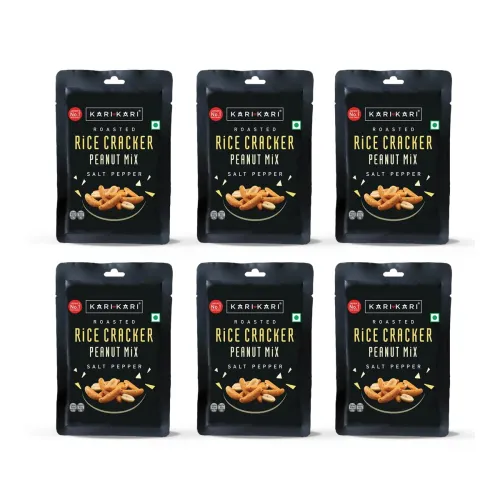 Image of Kari Kari Salt Pepper Rice Cracker & Peanut Mix |Party Snacks (18g x Pack of 6).