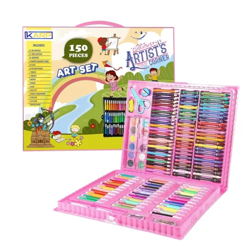 Image of KARP Children Deluxe Art Drawing Set for Kids Case Art and Craft Supplies Drawing and Painting Set Great Gift (150Pcs -P