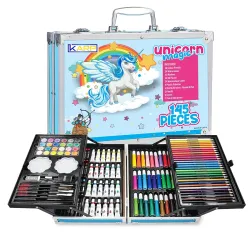 KARP Children Deluxe Art Drawing Set for Kids| Drawing & Coloring Set with Crayons, Oil Pastels, Colour Pencils, Watercolors, Sketch Pens, Brushes & Carry Case (145 Pcs Unicorn Print Art Set...