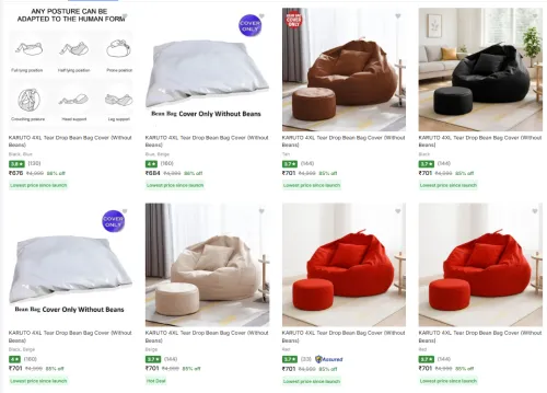 Image of Karuto Bean Bag Covers @ Starting ₹676