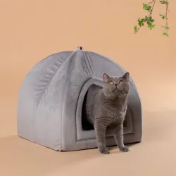 KASENTEX Cat Bed for Indoor Cats, 2-in-1 Cat House Pet Bed
