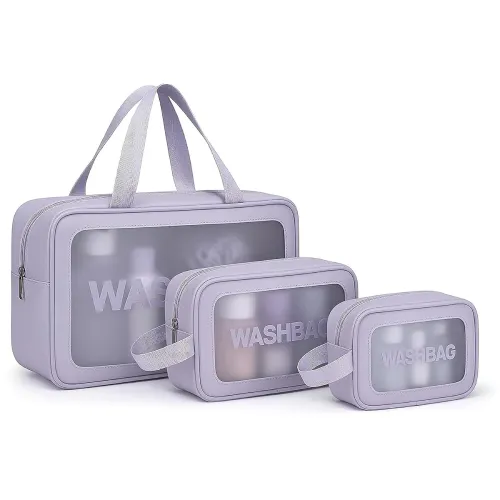 Image of KASHIVAL Clear Travel Toiletry Bags Set, Waterproof Organizer Pouches