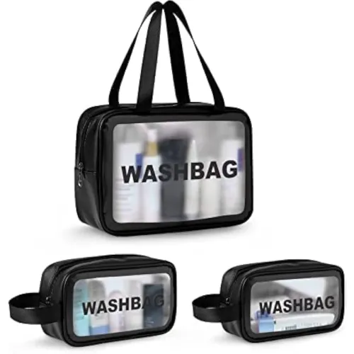 Image of KASHIVAL Clear Travel Toiletry Bags Set, Waterproof Organizer Pouches