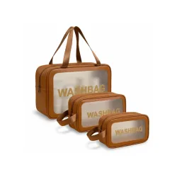 Kashival Set of 3 PVC Makeup Bag Travel Toiletries Organizer Cosmetic Bags Wash
