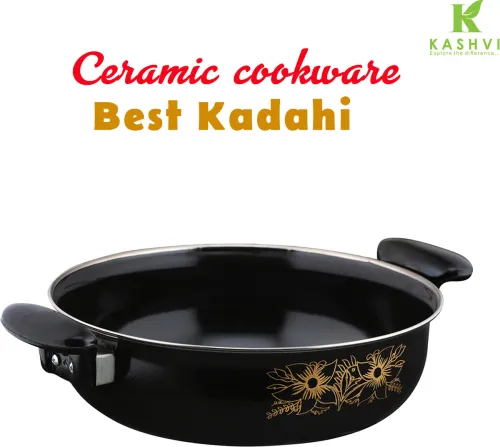 Image of Kashvi Premium Kadhai Kadhai 26 cm diameter 3.5 L capacity (Cast Iron, Non-stick, Induction Bottom)