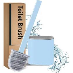 KASIVA Silicone Toilet Cleaning Brush Bathroom Cleaning Accessories Toilet Brush with Holder Stand Commode Cleaning Brush Closet Cleaning Brush Pot Cleaner Brush(Blue,Pack of 1)