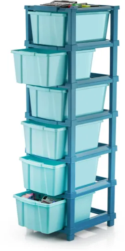 Image of KAVIRA CLASSIC_6XL_SKYBLUE Plastic Free Standing Chest of Drawers