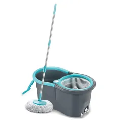 KAVIRA Spin Mop, Easy Wheels & Big Bucket with Microfiber Refills, Floor Cleaning Mop for Floor Cleaning, Mopping Set (M