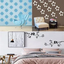 Kayra Decor Damask Allover Reusable PVC Wall Stencil (16 x 24-inch) Pack of 3