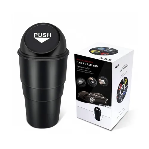 Image of KBS DustBin For Car Accessories (PACK OF 1) with Black Push-Lid Design for Office Home Kithcen Automotive Cup Holder Gar