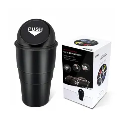 KBS DustBin For Car Accessories (PACK OF 1) with Black Push-Lid Design for Office Home Kithcen Automotive Cup Holder Gar