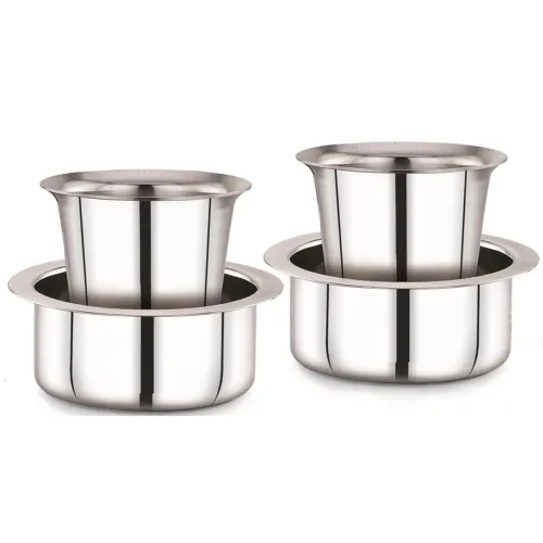 Image of KC Stainless Steel Dabara Set | Tea, Coffee Dabara Set | South Indian Coffee Glass Tumbler Set of 2 | Serving Drinkware 