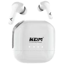 KDM E4 Chargepods TWS Earbuds, 80H Playtime, Power Bank, White