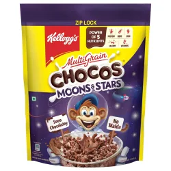 Kellogg's Chocos Moons & Stars, With Whole Grain, Source Of Fibre, High In Calcium & Protein, With 10 Essential Vitamins & Minerals, Breakfast Cereals, 1.15 /1.2 Kg Pack (Weight May Vary)