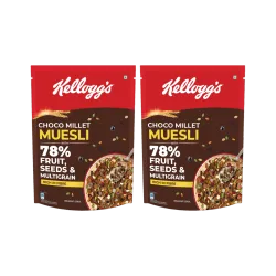 Kelloggs Choco Millet Muesli 78% Fruit, Seeds & Multigrain|Power Breakfast|No Palm Oil Pouch (2 x 400 g)