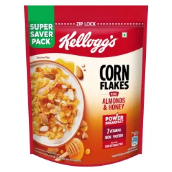 Kellogg's Corn Flakes Real Almond Honey 1kg | High in Iron, Vitamin B1, B2, B3, B6 & C | Naturally Cholesterol Free | Corn Flakes, Breakfast Cereal