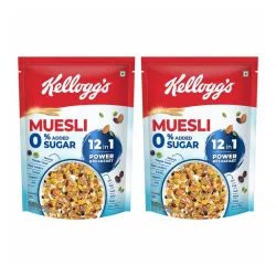 Kelloggs Muesli 0% Added Sugar 500g | 20% Almonds & Raisins | 5 Grains, High in Vitamins B1, B2, B3, B6, Folate, Source
