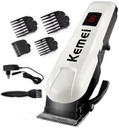 Kemei KM-809A Professional Rechargeable Hair Trimmer Electric Hair Clipper, Razor Trimmer 120 min Runtime 4 Length Settings (Multicolor)