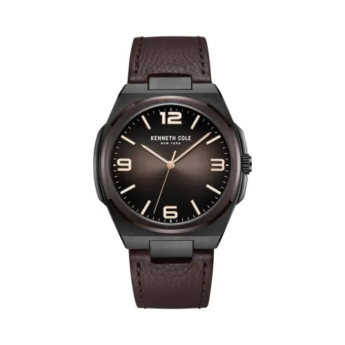 Image of Kenneth Cole Classic Quartz Analog Brown Dial Brown Leather Strap
