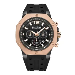 Kenneth Cole Reaction Chronograph Brown Black Silicon Strap Casual Watch for Men's - KRWGO9005902