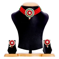 KENNICE Jewellery Set Gold Plated Brass American Diamond Pearl Choker 