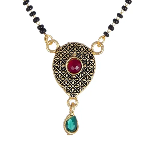 Image of KENNICE Mangalsutra Ethnic Red American Diamond 