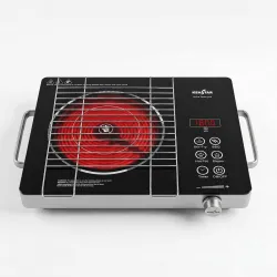 Kenstar Infra LUMO PRO 2200W Infrared Stove with Steel Grill Rack|Crystal Glass Top|Touch Panel & Digital Display|Suitable for all cookware|Black and Silver