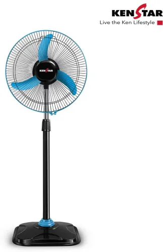 Image of Kenstar Wind Speed Ultra BLU with 24 Months Warranty 400 mm Pedestal Fan (Black & Electric Blue | Pack of 1)