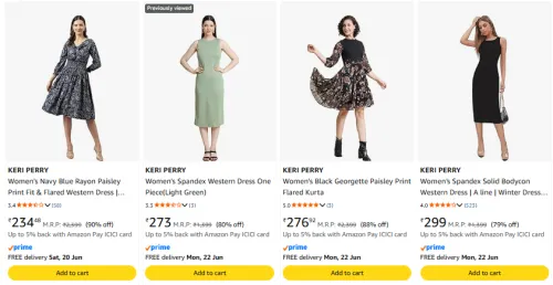 Image of KERI PERRY Women's Dress Upto 90% Discount