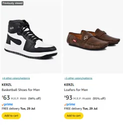 KERZL Mens Footwear Starting at ₹63