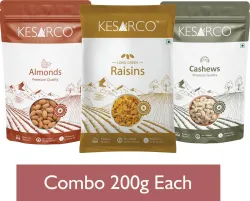 KESARCO |Dry Fruit Combo | Almonds, Cashews and Raisins | Assorted Nuts (3 x 200 g)