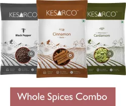 KESARCO Whole Spices Combo Cardamom 40g+  Cinnamon 50gm+ Black Pepper 50gm 