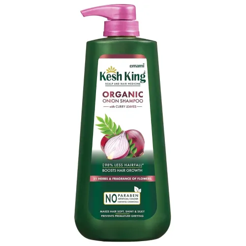 Image of Kesh King Organic Onion Shampoo With Curry Leaves Reduces Hair Fall Upto 98%,Keeps Hairs Smooth Upto 48Hrs - 600Ml,625 G