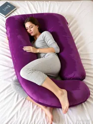 KESHAVE PHARMA Cotton Pregnancy Pillow Pack of 1 Solid J Shape (Dark Purple)