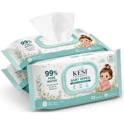 KESI ORNAMENTS Baby Wipes with Lid - 72 Sheets, 6-Pack (360 Wipes)