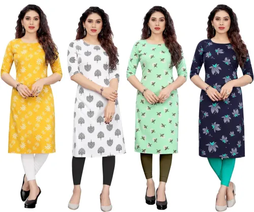 Image of KETAKI FASHION  Women Printed Crepe Straight Kurta (Pack of 4)