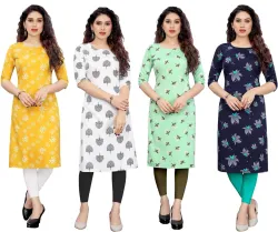 KETAKI FASHION  Women Printed Crepe Straight Kurta (Pack of 4)