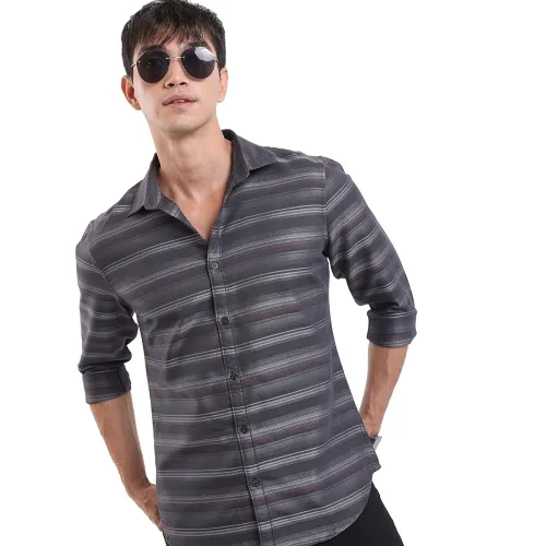 Image of Ketch Men Cotton Slim Fit Striped Full Sleeve Shirt