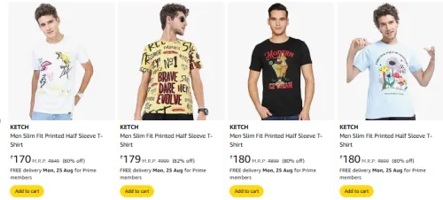 Image of Ketch Men Fashion T-shirt Minimum 80% Discount