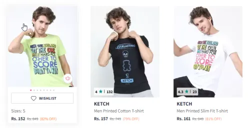 Image of KETCH Men Printed Slim Fit T-shirt @ Flat 84% Discount | Start ₹152