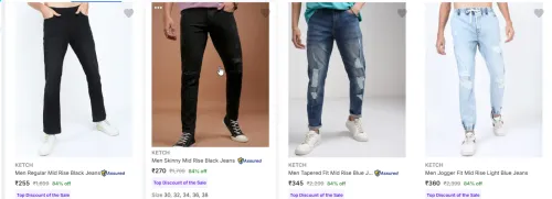 Image of KETCH Men Regular Jeans Starting @ ₹255