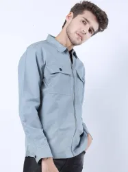 KETCH  Men Slim Fit Solid Cut Away Collar Casual Shirt