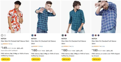 Image of KETCH Men Slim fashion Shirt Starting @ ₹149